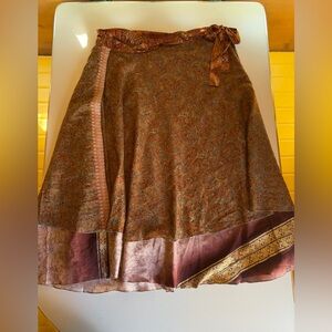 Vintage Silk Sari Reversible Wrap Skirt